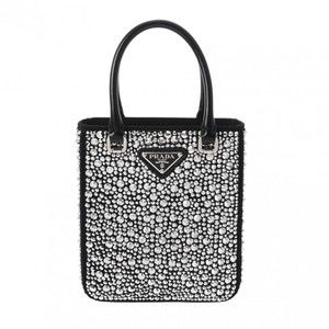 Prada Crystal Small Tote Satan Shoulder Bag Black